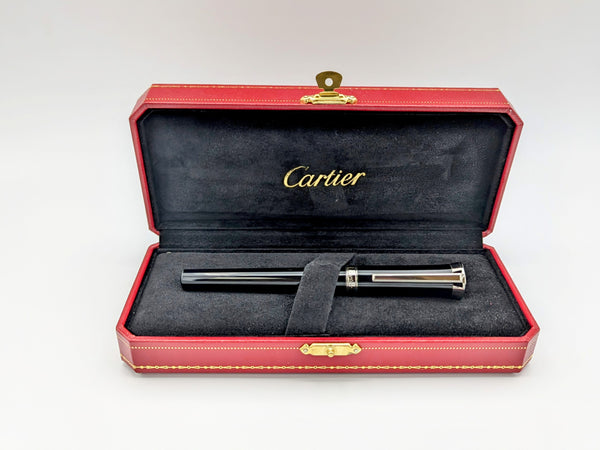 Cartier Art Deco Medium Black/Silver Fountain Pen (ST260002)