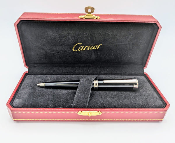 Cartier Art Deco Medium Black/Silver Ballpoint Pen (ST260004)