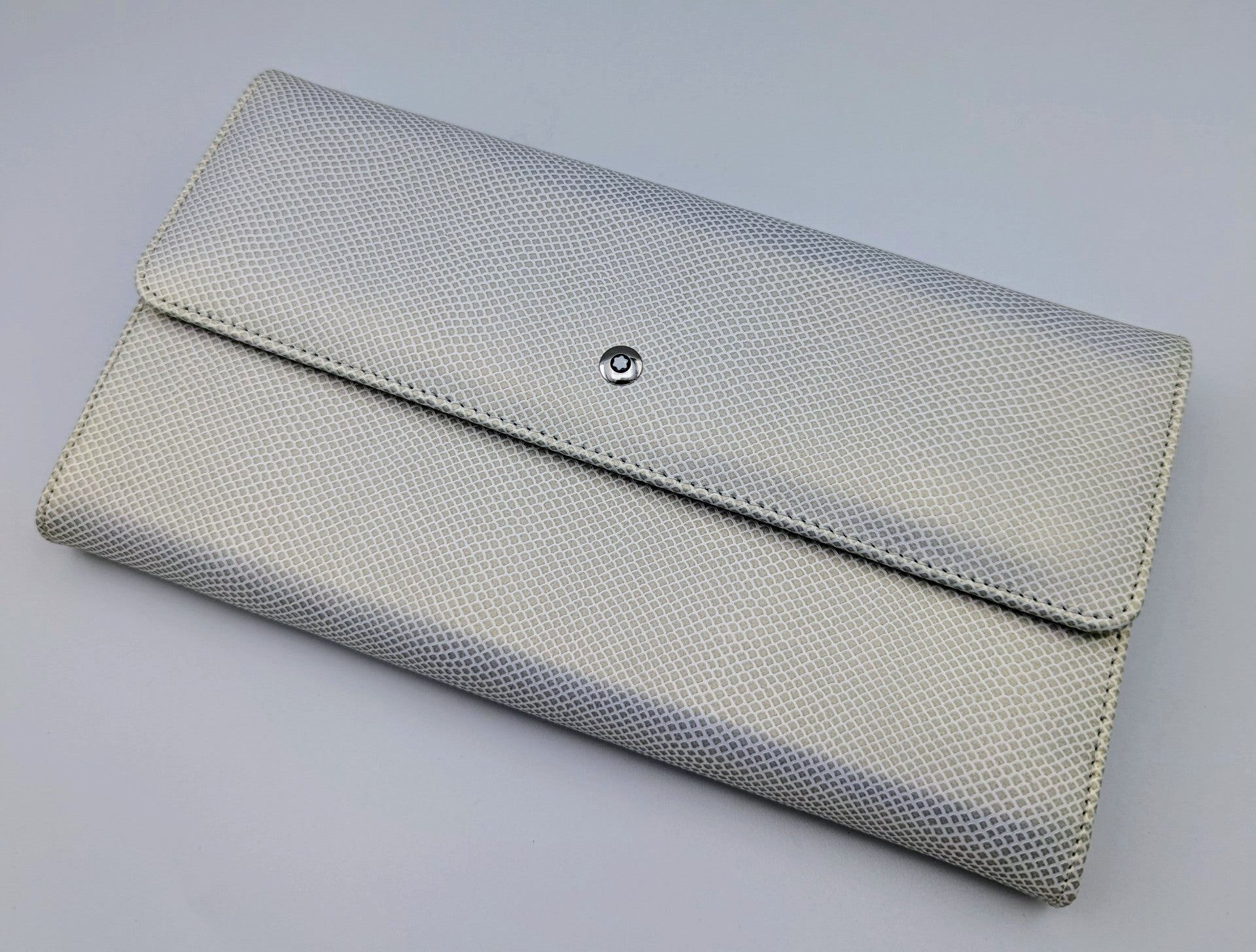 Montblanc La Vie de Bohème Wallet #101738 Ice White/Blue 6CC Flap & Coin Case