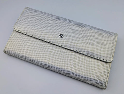 Montblanc La Vie de Bohème Wallet #101738 Ice White/Blue 6CC Flap & Coin Case