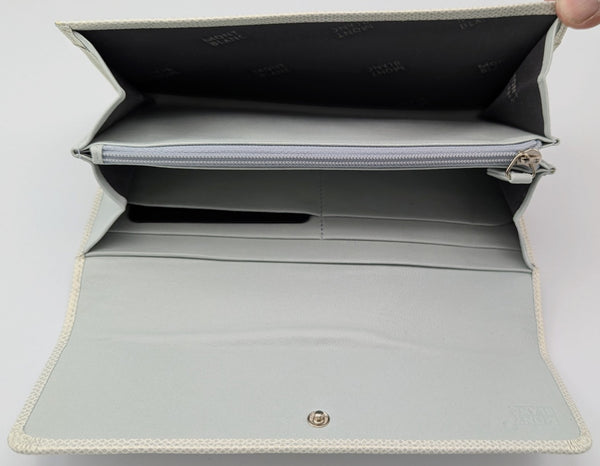 Montblanc La Vie de Bohème Wallet #101738 Ice White/Blue 6CC Flap & Coin Case