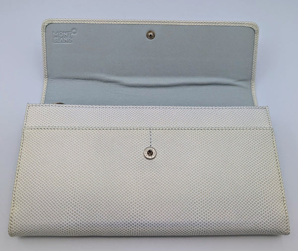 Montblanc La Vie de Bohème Wallet #101738 Ice White/Blue 6CC Flap & Coin Case