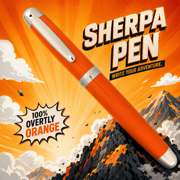 Sherpa Pen Classic in Overtly Orange - Glossy orange metal cover and chrome trim for Fine-Point Sharpie markers