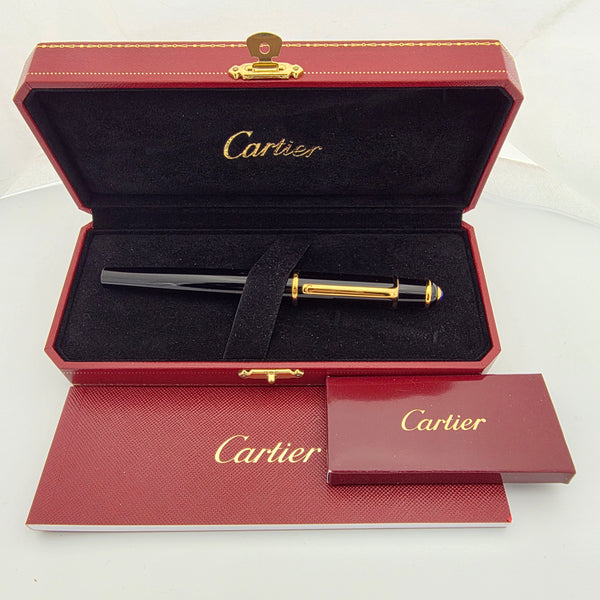 Cartier Diabolo Black and Gold Medium Fountain Pen