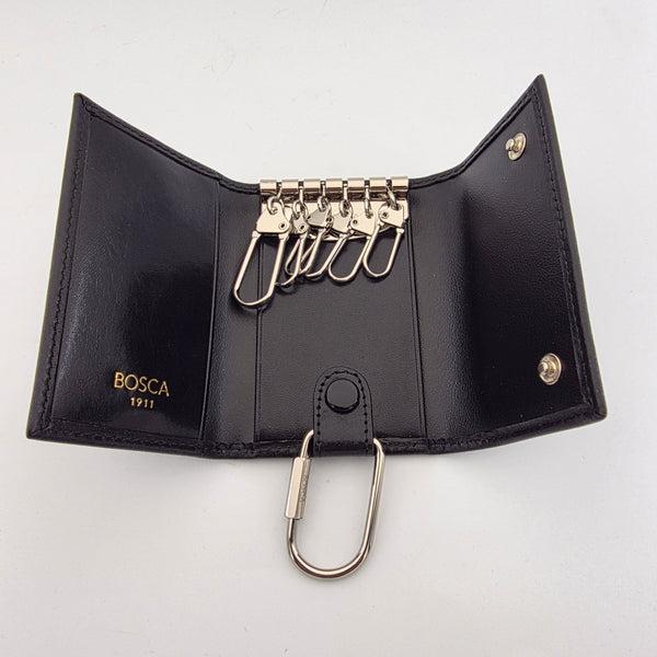 Bosca 6-Hook Key Case in Old Leather Black