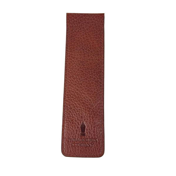 Genuine Leather Pen Sleeve in Pebble Grain Cognac Brown