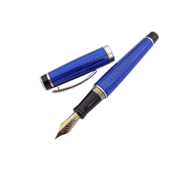 Opus 88 Opera Blue Chevron 18kt Gold Nib Fountain Pen