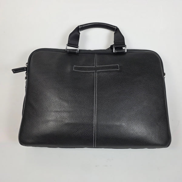 Boconi Sleeve Briefcase Black Lester with Khaki Interior RFID