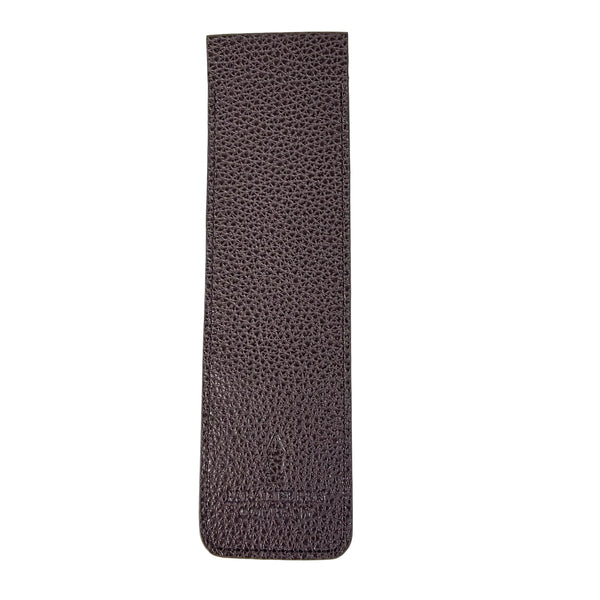Genuine Leather Pen Sleeve in Pebble Grain Dark Brown