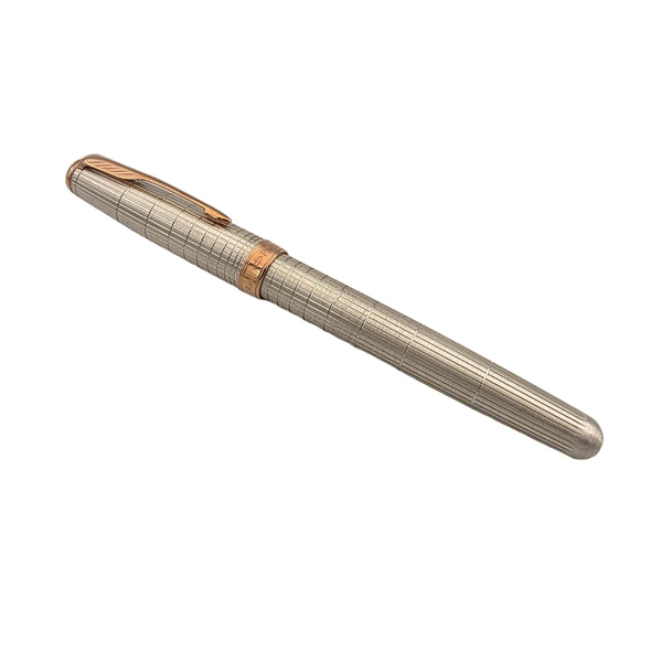 Parker Sonnet Cisele Silver with Pink gold finish Trim, Fountain Pen, Medium 18kt gold nib (1859489)