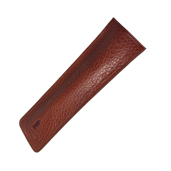 Genuine Leather Pen Sleeve in Pebble Grain Cognac Brown