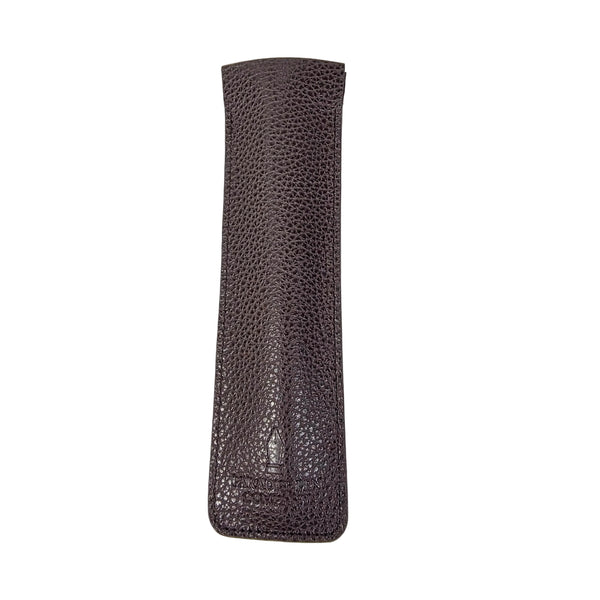 Genuine Leather Pen Sleeve in Pebble Grain Dark Brown