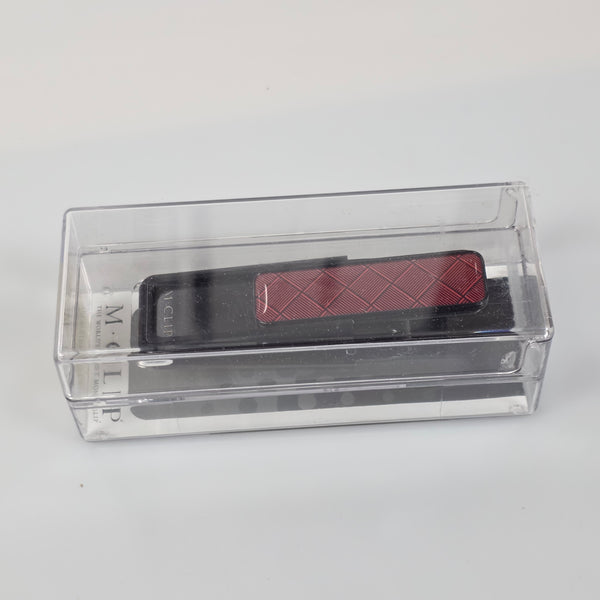M-Clip Red Herringbone Money Clip Black Trim Luxury Front Pocket Wallet