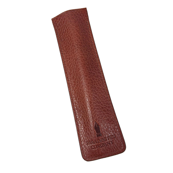 Genuine Leather Pen Sleeve in Pebble Grain Cognac Brown