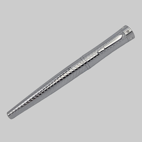 Padrino Stiletto Deep Engraved Wave Pattern Chrome Rollerball Pen