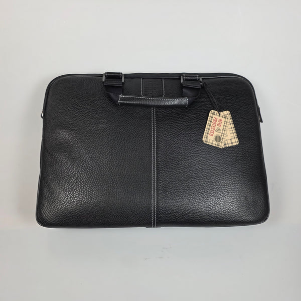 Boconi Sleeve Briefcase Black Lester with Khaki Interior RFID