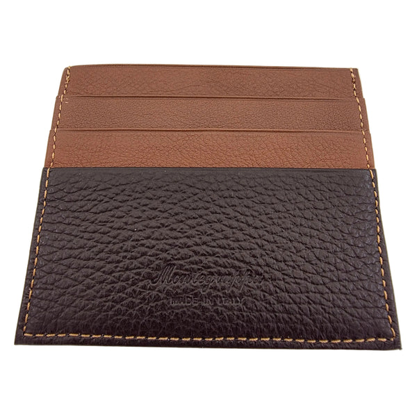 Montegrappa Brown Two Tone Leather Card Case New