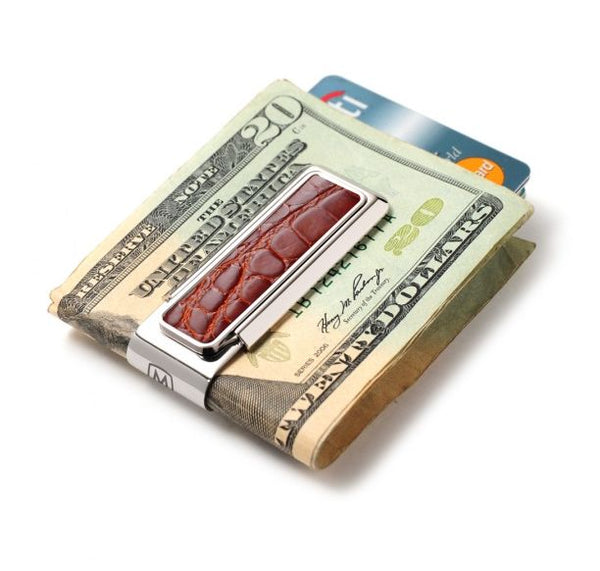 M-Clip Monterey Rhodium Cognac Alligator Money Clip