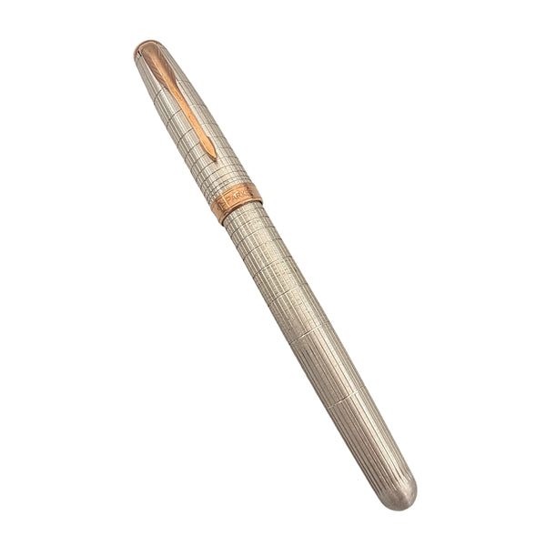 Parker Sonnet Cisele Silver with Pink gold finish Trim, Fountain Pen, Medium 18kt gold nib (1859489)
