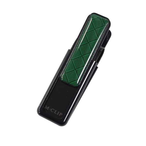 M-clip green herringbone and black money clip
