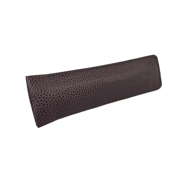 Genuine Leather Pen Sleeve in Pebble Grain Dark Brown