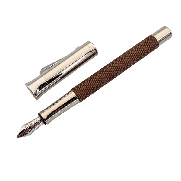 Faber Castell Guilloche Cognac Medium Fountain Pen 18kt Gold Nib