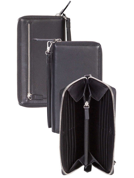 Scully Slim Zip-Around Black Leather Clutch Wallet #4005