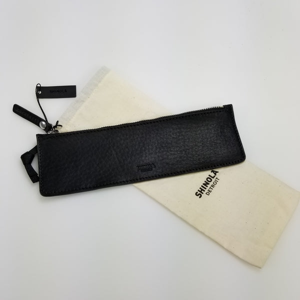 Shinola New Shinola Black Leather Zipper Pencil Pouch Case (S0720014230) freeshipping - RiNo Distribution