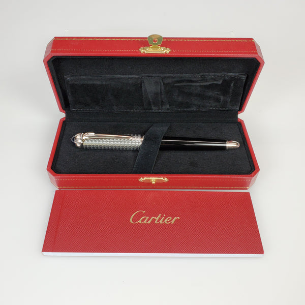 Cartier Cartier Roadster Circular Graine Decor Palladium Roller Ball Pen (ST240016) freeshipping - RiNo Distribution