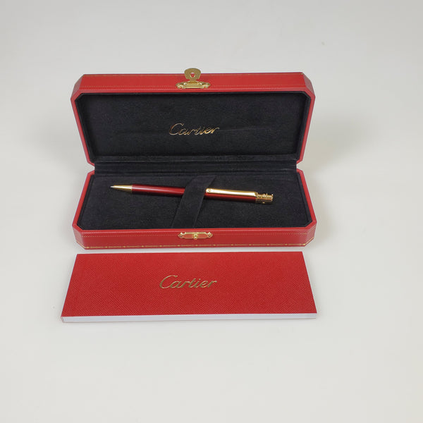 Cartier NEW Cartier Santos Burgundy and Gold Ballpoint Pen (ST150190) freeshipping - RiNo Distribution