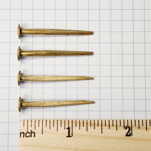 Vintage Brass-Plated Steel Trunk Nails 1 3/8"  (1/4 lb Bag) - Naturally Aged