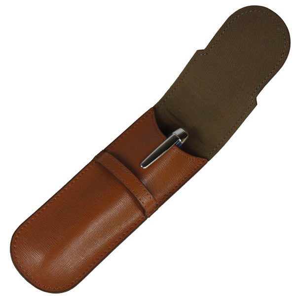 Sherpa Genuine Saffiano Leather Chestnut Brown Flapover Single Pen Case freeshipping - Sherpa Pen