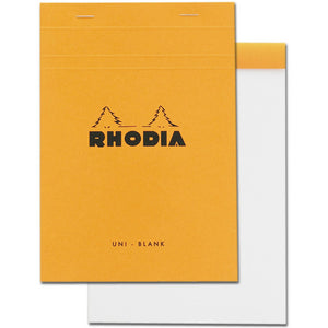 Rhodia Rhodia  (R16000) 6" x 8 1/4" Staplebound Notepad (Blank Paper) w/Orange Cover freeshipping - RiNo Distribution