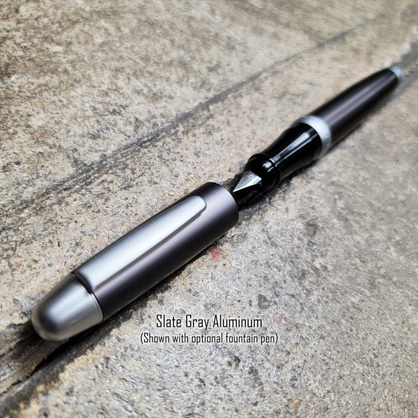 Slate Gray Sherpa Classic Pen loaded with fine point fountain pen 
