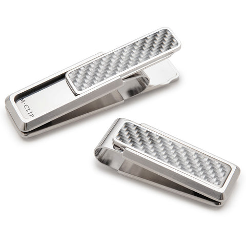 M-Clip Stainless Steel/White Carbon Fiber Moneyclip (SS-BSS-WHCF)